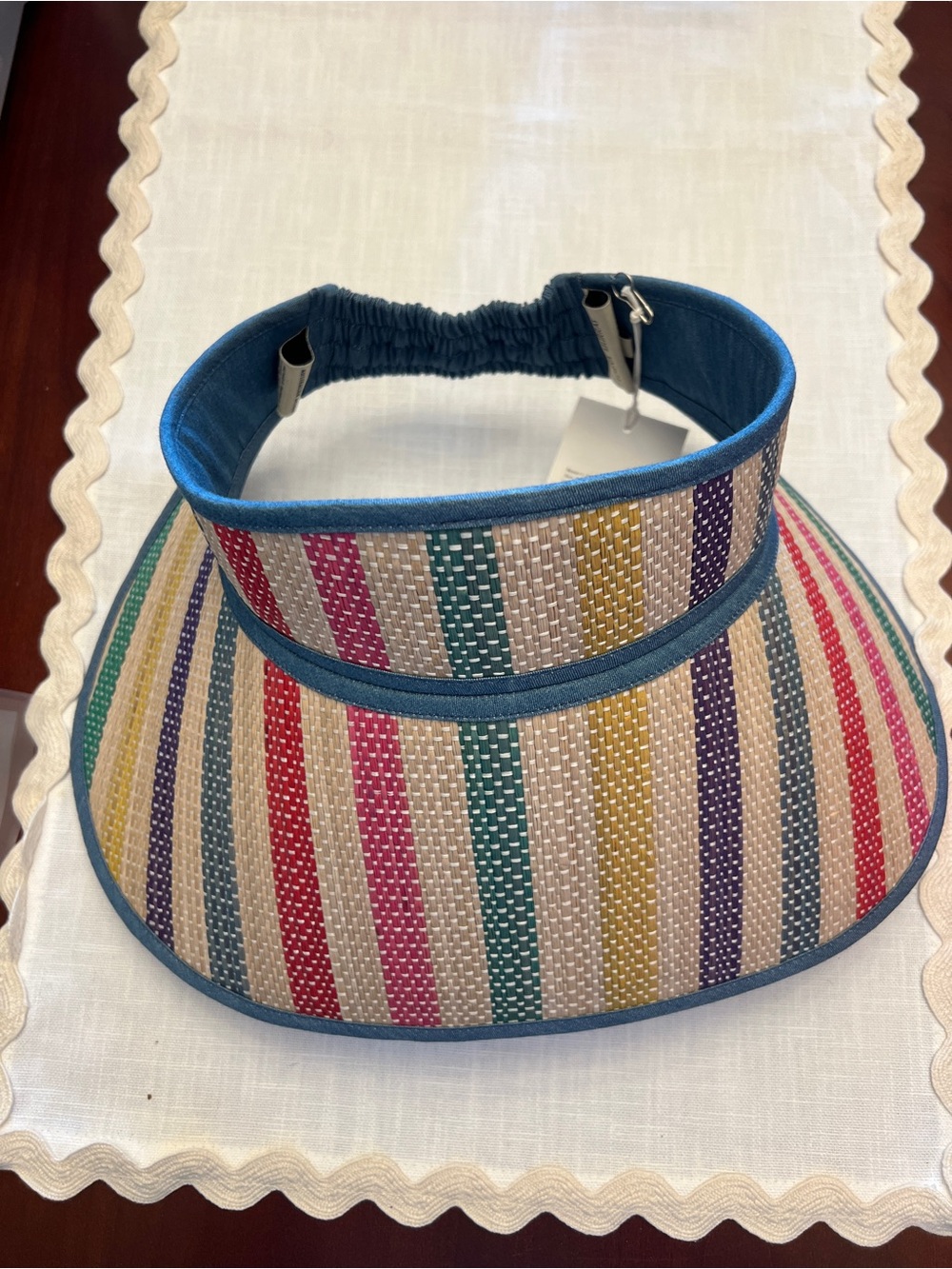 Lorna Murray x Kathy Hilton Multicolor Striped Woven Visor - Women Accessories